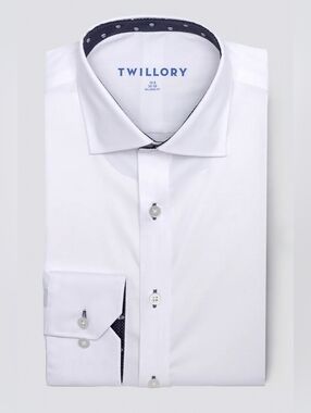 Twillory Skull Contrast Trim White Dress Shirt (Med, Trim, 15.5 34/35, see pics)